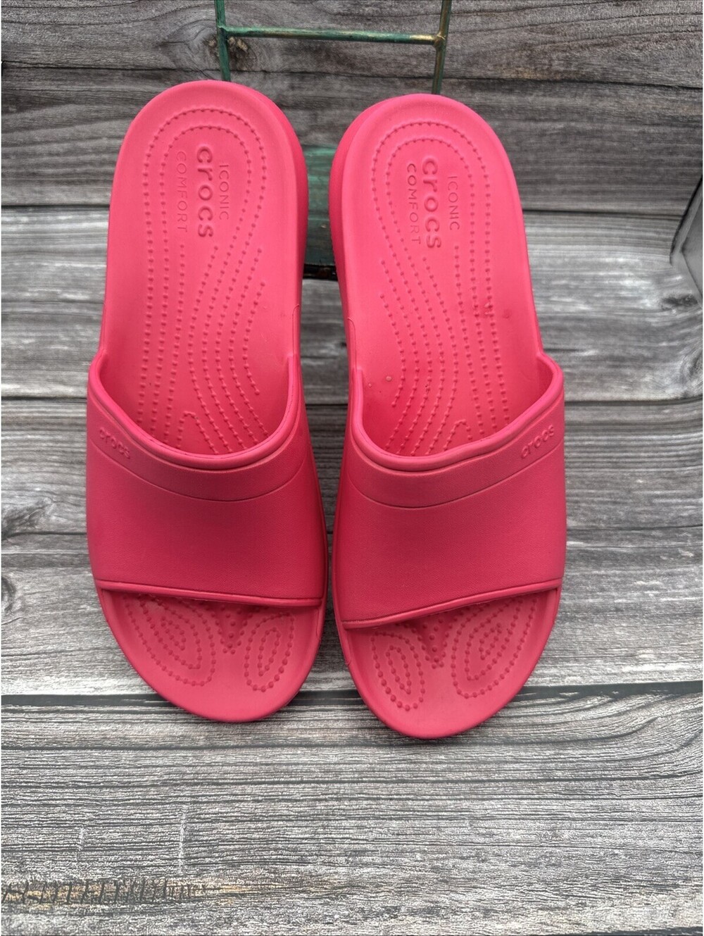 WOMEN'S CROCS HOT PINK KADEE SLIDE FLIP FLOP BEACH/POOL SANDALS SIZE 11